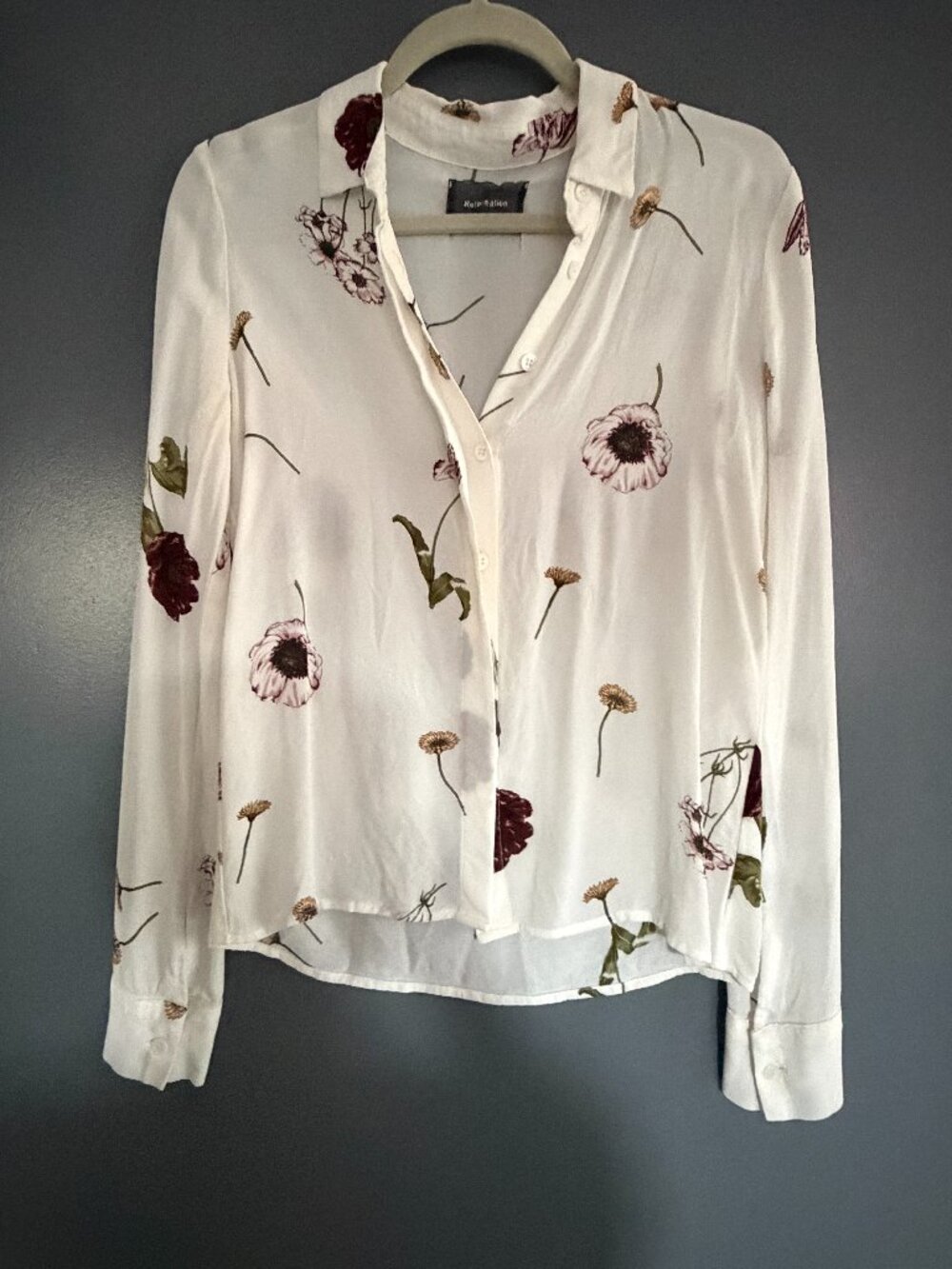 Reformation Ivory Floral Button Down Blouse XS